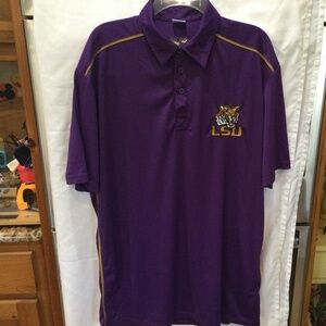 Men’s LSU Collegiate World Purple Golf Shirt Short Sleeve, Size XXL